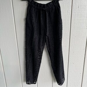 Milly Black Lace Sheer Drawstring Pull On Pants Shorts Lining Size P (XS)